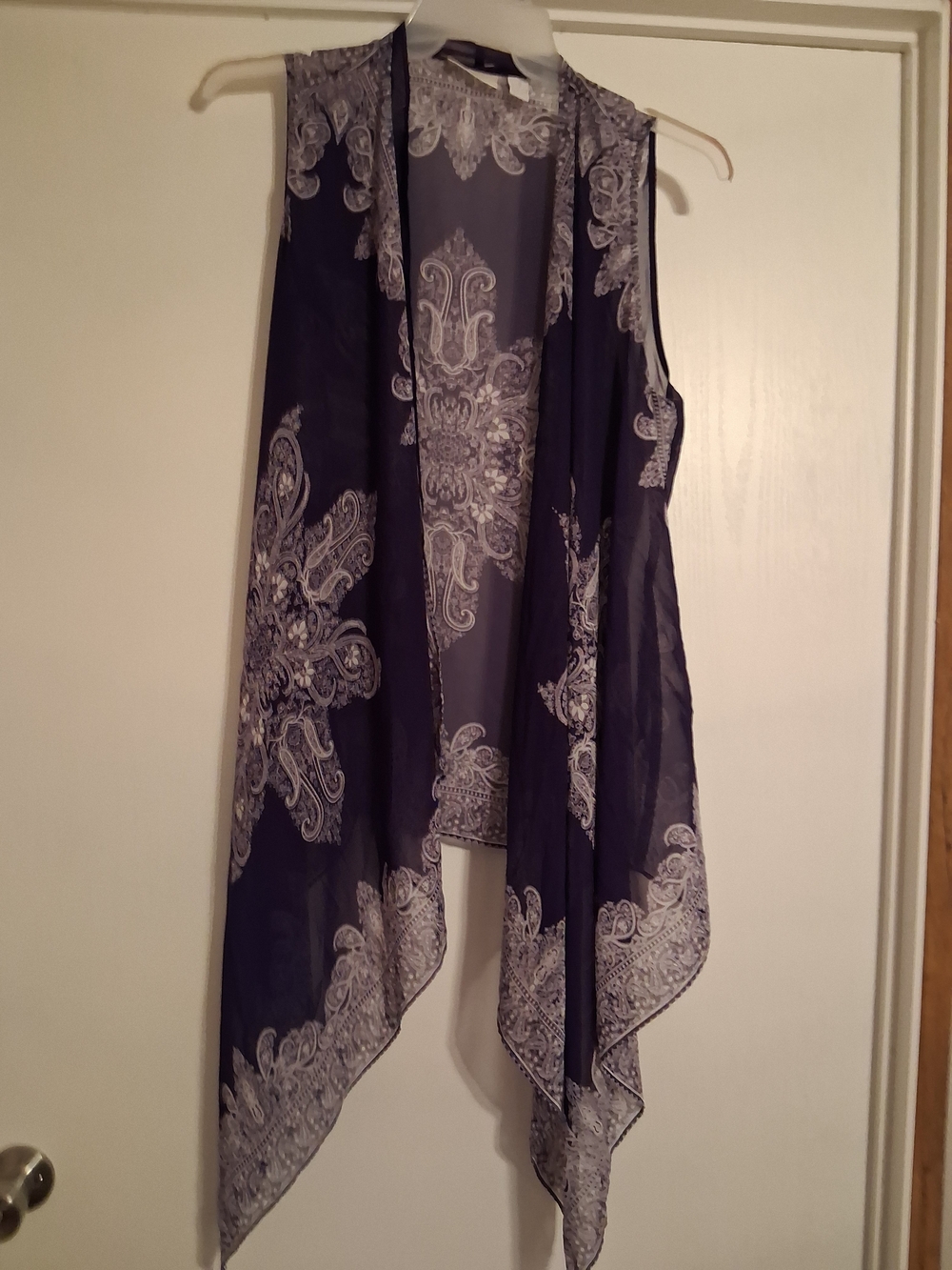 Chico's Purple Sheer Paisley Open-Front Kimono